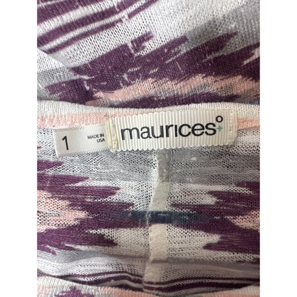 Maurices Womens Aztec Pattern Purple Blue Tunic Shirt Top Plus Size 1 XL - Picture 4 of 7